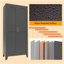 Armoire de rangement en métal de 71 pouces avec tablettes réglables et 2 portes galbées, parfaite pour la chambre à coucher, le salon et la cuisine-1143661523