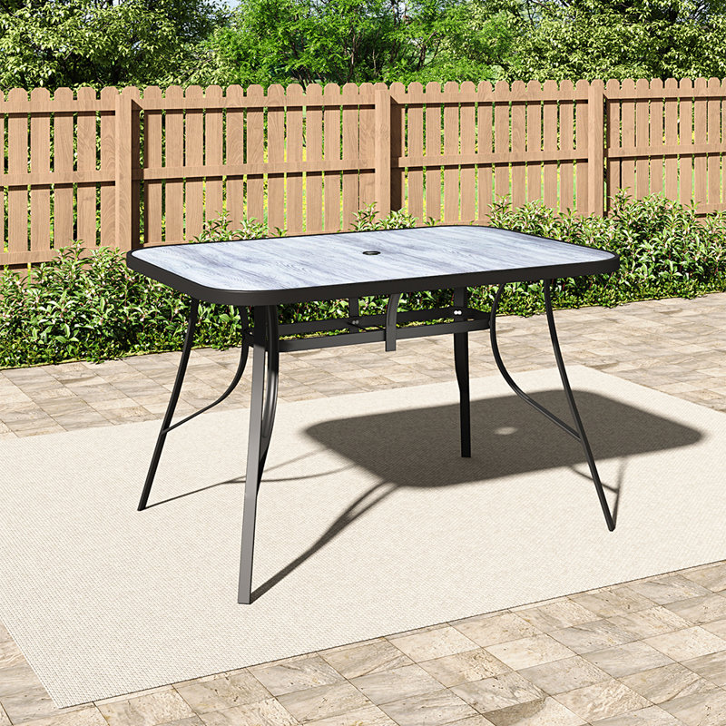 Cassady Outdoor Garden Tempered Glass White Wood Grain Coffee Table, 72.5cm H x 120cm L x 80cm W, Wood Grain