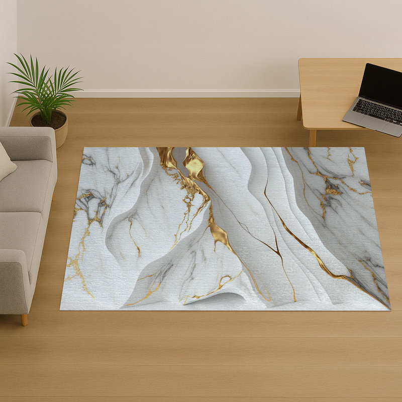 Marble Area Rug, Rectangle 90 x 150 cm
