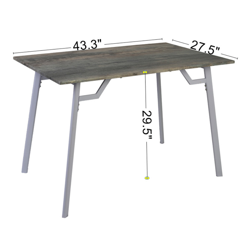 Table de salle à manger grise et blanche pour 4 - table, chaises à dossier incurvé, conception peu encombrante, chaise de table de style moderne 5 pièces gris + blanc, plateau, structure en métal, sièges confortables