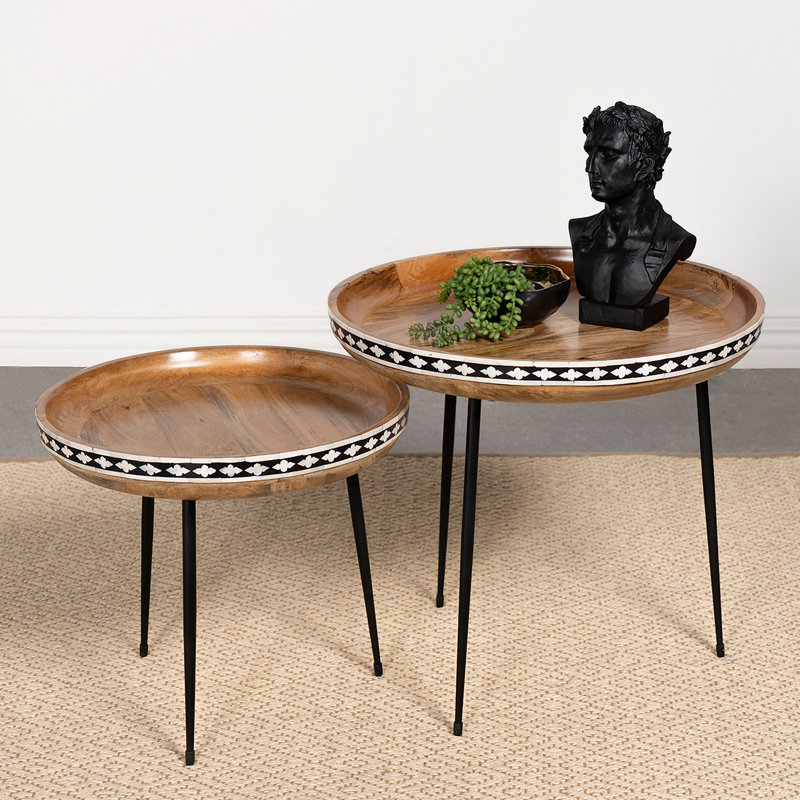 Shunichi Solid Wood Tray Top 3 Legs Nesting Tables