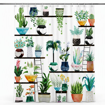 Floral Shower Curtain with Hooks Included