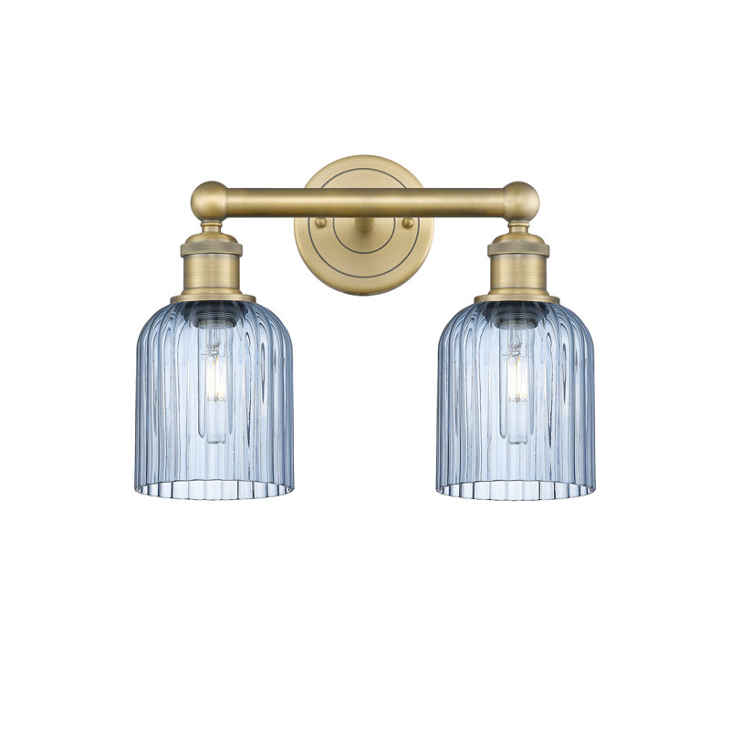 Abat-jour de salle de bain 2 lumières Edison Addeline 14 po, Laiton brossé, Bleu
