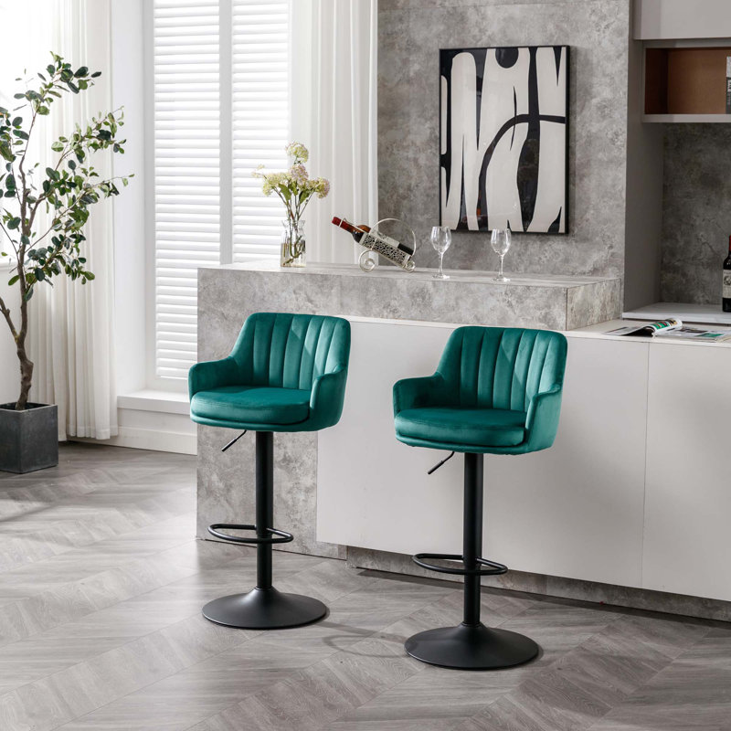 Ensemble de 2 tabourets de bar, tabourets réglables avec dossier et repose-pieds, chaises de bar à hauteur de comptoir pour la cuisine