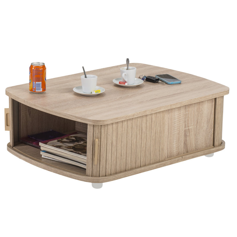 Block Coffee Table with Storage, Oak, Oak