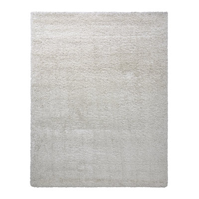  Ultimate Shag Modern Solid Color Ivory Cream Polypropylene Thick Plush Shag Indoor Area Rug