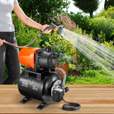 1HP Shallow Well Pump with Pressure Tank 1000GPH Irrigation Booster Pump