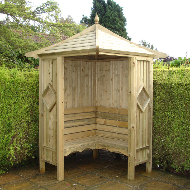 Beley Wooden Corner Arbour Bench, Yes