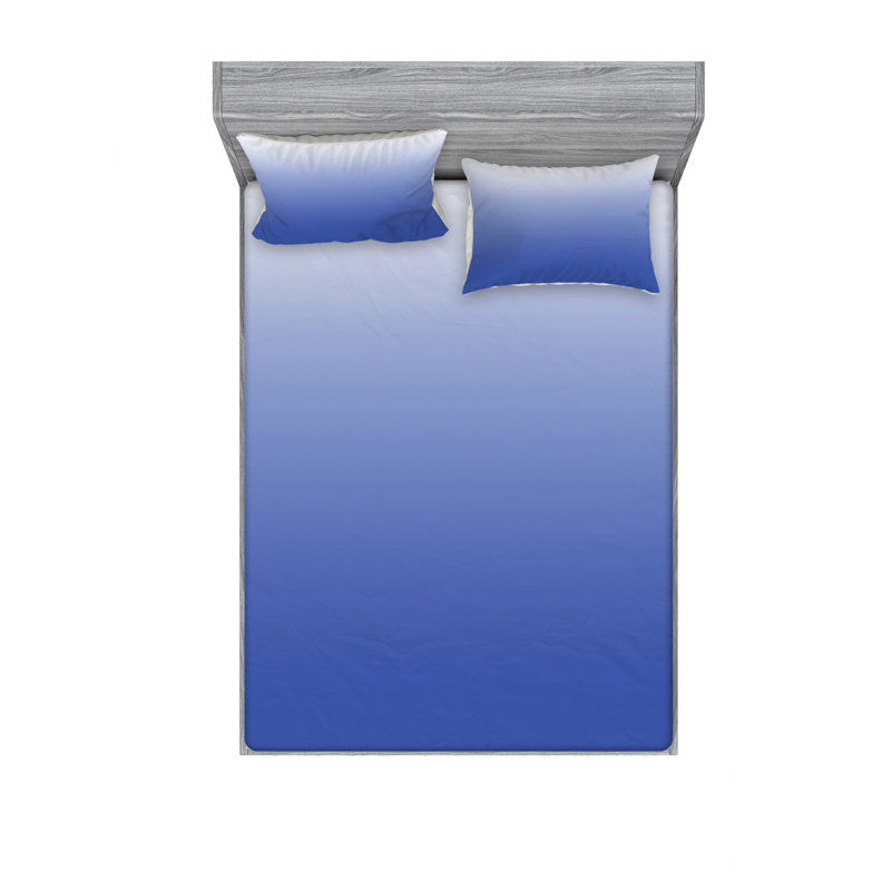 Microfiber Ombre Sheet Set, Queen Sheet Set with 2 Pillowcases, Violet/Blue