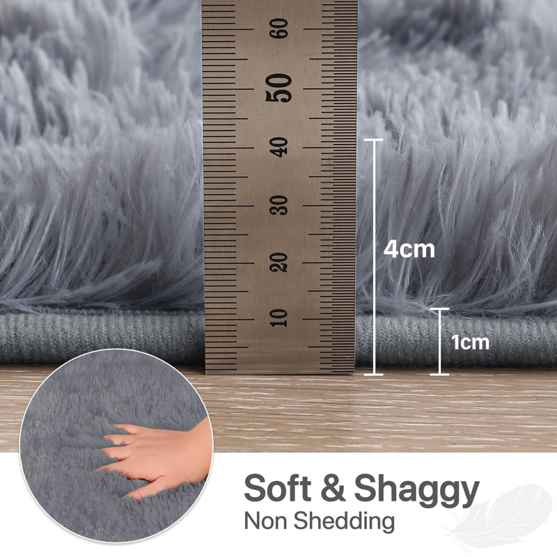 Super Soft Shaggy Area Rug, Rectangle 120 x 170cm, Dark Grey
