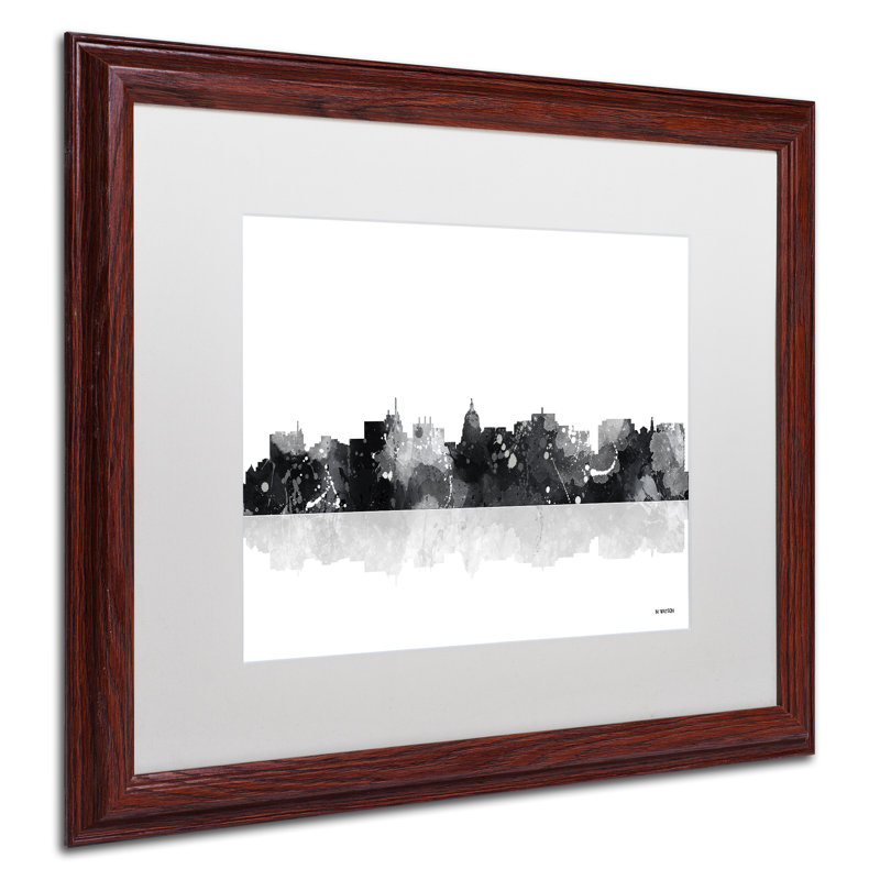 « madison wisconsin horizon bg-1 », impression sur toile encadrée, H 16 po x l 20 po x P 0,5 po, Brun