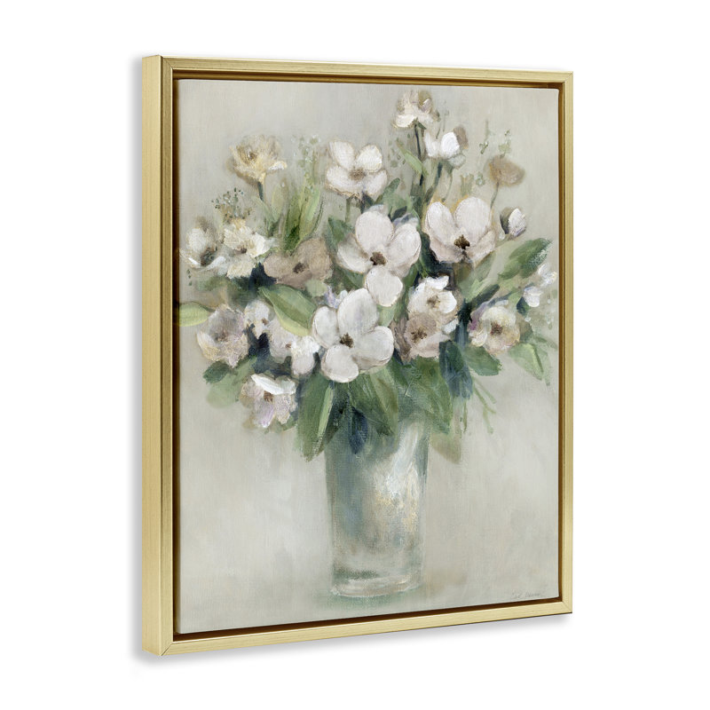 Bouquet de cornouiller printanier, Cadre flottant gris lustré, H 21 po x l 17 po