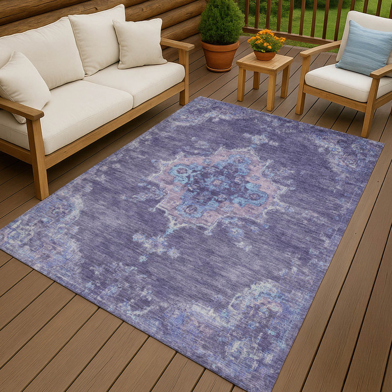 Machine Washable Indoor/Outdoor Hashlamoun ACN2321 Global Rug, Rectangle 10' x 14'