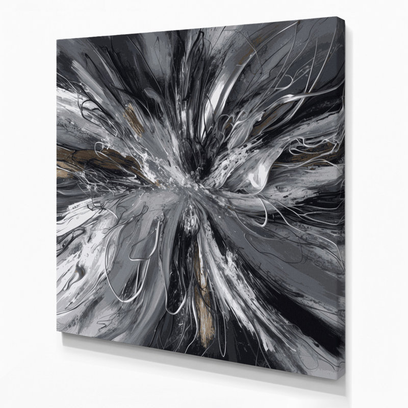 Lyrical Abstraction 44 Gray Canvas Wall Art, 32" H x 32" W