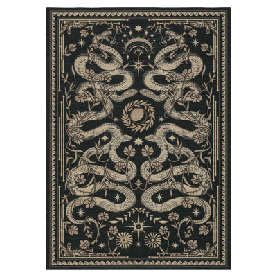 Living Room Rug  Snake Area Rug, Non Slip Washable Rugs with Soft Stain Resistant Low Pile Design, Non Shedding Floor Carpet for Dining Room Nursery
