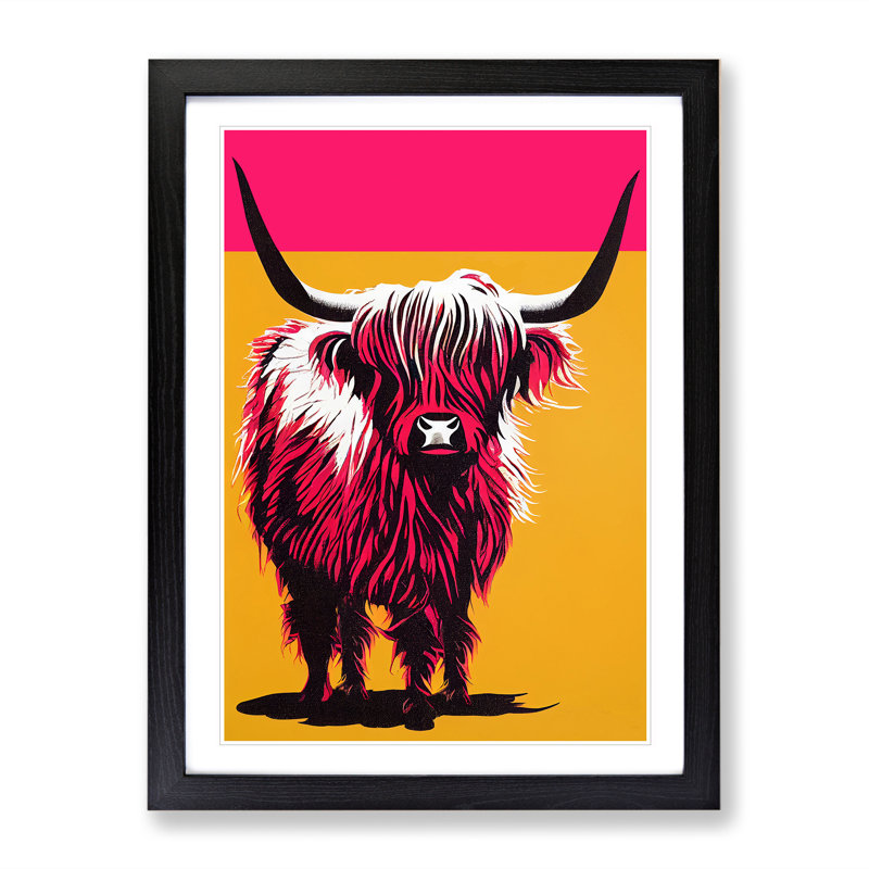Highland Cow No.3 1 Piece Single Picture Frame Wall Art, 64cm H x 46cm W x 2cm D, Black