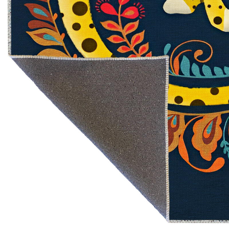 Tapis décoratif moderne à motif léopard et fleurs, Rectangle 4 pi 11,06 po x 9 pi 10,11 po