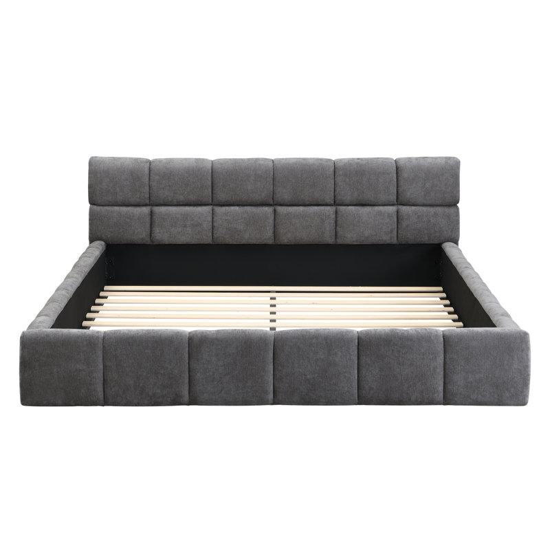 Lit tapissier grand avec chenille Roomfitter, gris, Gris, Grand lit