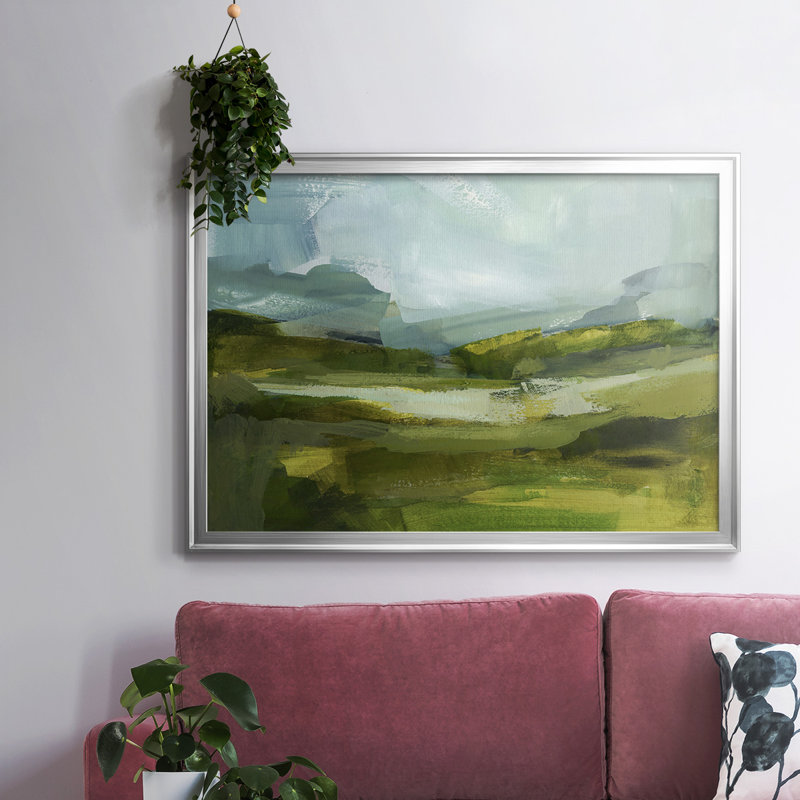 Toile tendue avec cadre Emerald View III, Argent, H 14 po x l 20 po x P 1,5 po