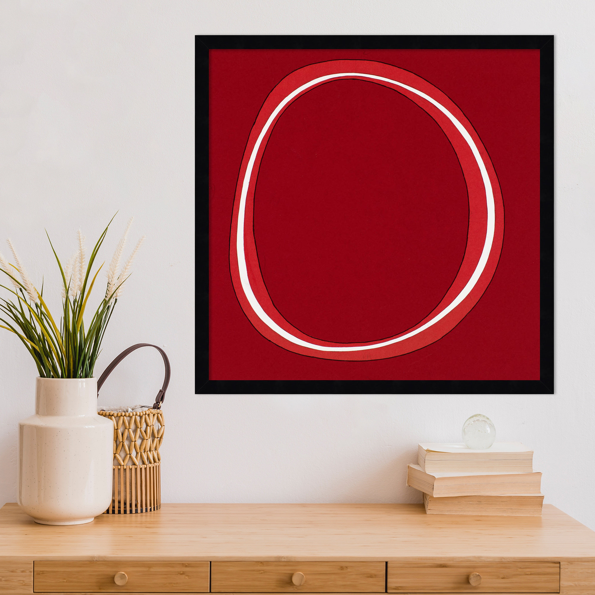 Red Circle by Alex Dunn, 21" H x 21" W, Black