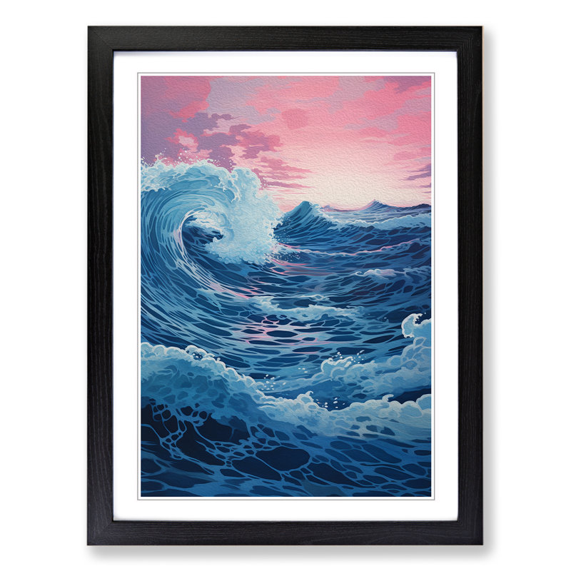 Ocean Informel - Single Picture Frame Print on Wood, 64cm H x 46cm W x 2cm D, Black