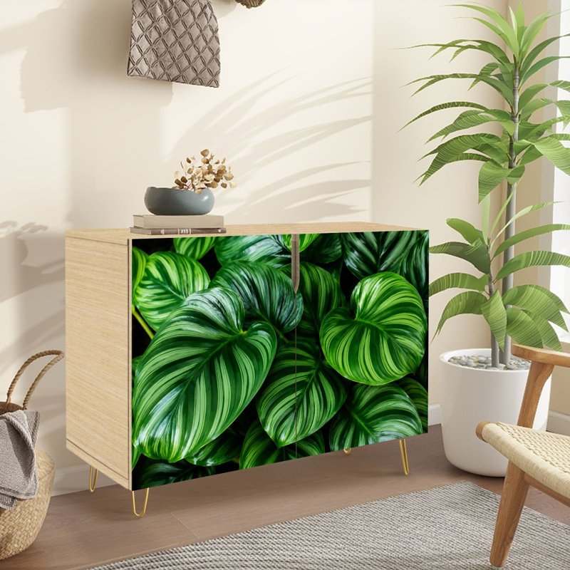 Buffet Buffet avec rangement Green Leaf avec 2 portes pour le salon et la cuisine