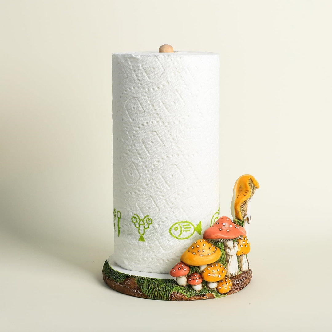 Cute Retro Mushroom Pattern Paper Towel Holder Stand, Resin Crafts Display For Kitchen Countertop, Cafe Western Restaurant Cake Shop Dessert Shop