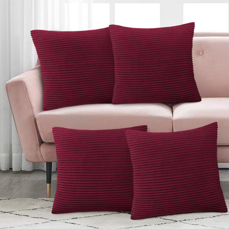Striped Square Euro Cushion Cover, Red