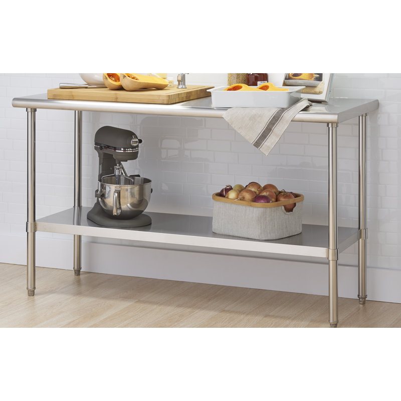 TRINITY EcoStorage NSF Stainless Steel 60 in. W x 24 in. D Utilty Table w/ Adjustable Bottom Shelf