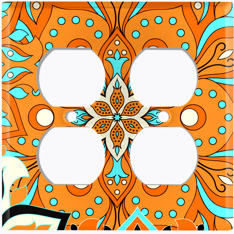 Prise de courant double 2 bandes, Bleu / Orange