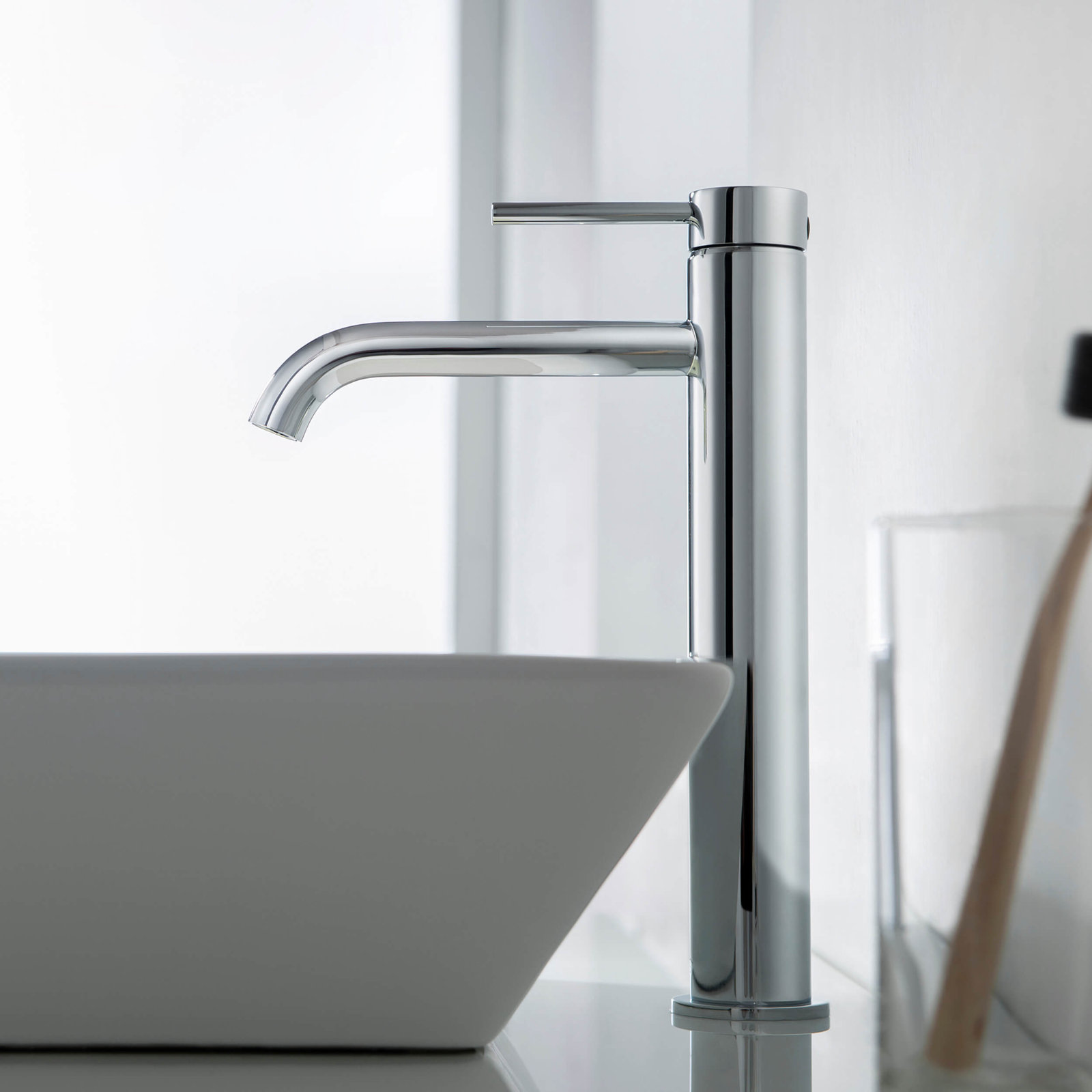 Vessel Sink Bathroom Faucet, Chrome, Without Drain Assembly