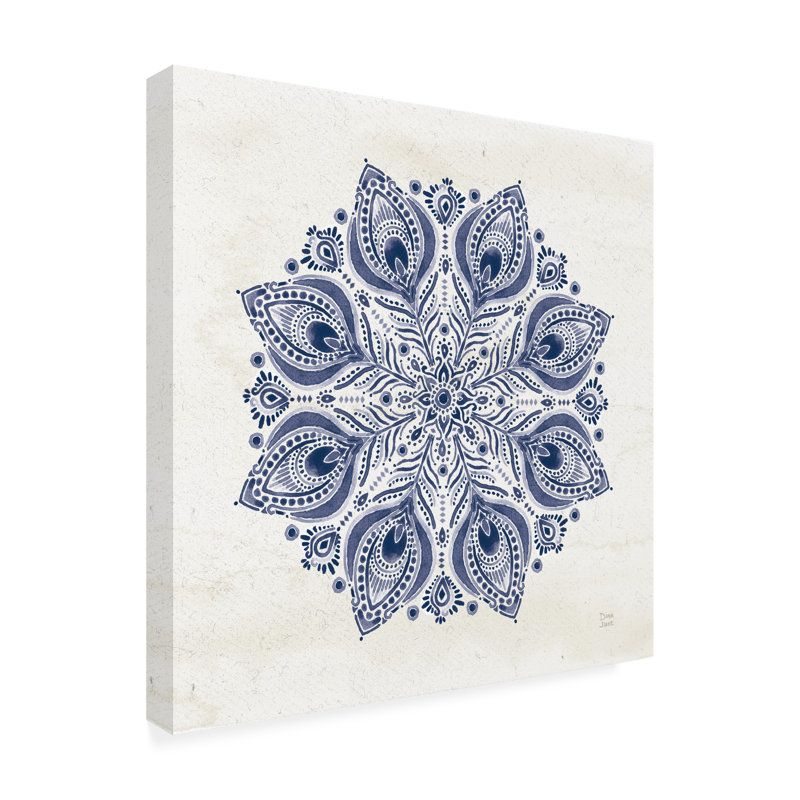 Dina June «Bohemian Vibes VI Mandala Blue», art sur toile, H 14 po x l 14 po x P 2 po