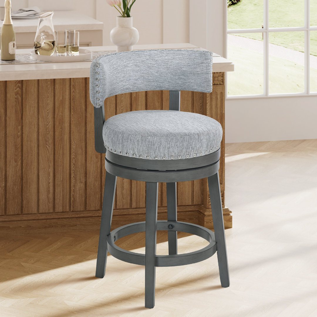 Swivel Upholstered  Counter Bar Stool with Solid Wood Frame Winston Porter Seat 