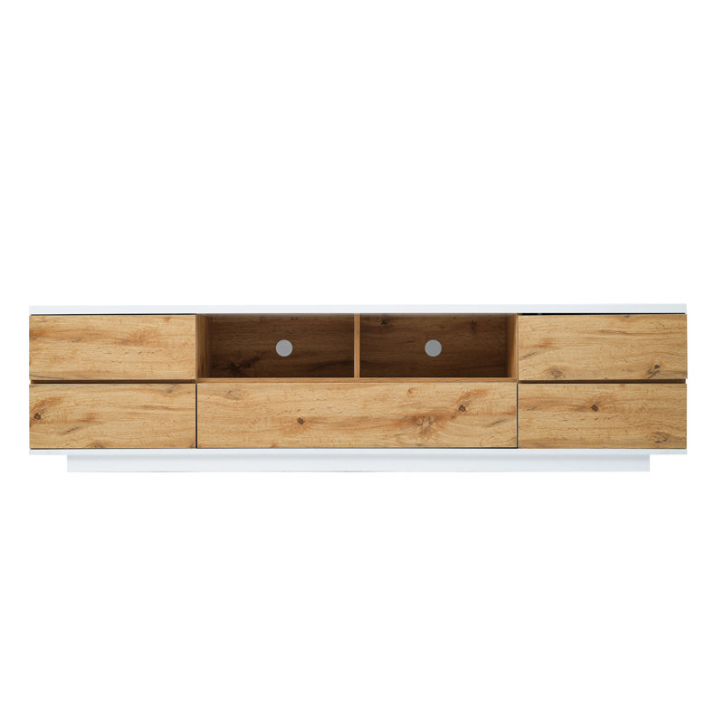 Meuble télé moderne pour téléviseur de 80 pouces avec rangement multifonctionnel pour le salon, Blanc