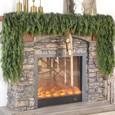 6 FT Real Touch Norfolk Pine Garland Green Artificial Christmas Garland Faux Greenery Garland For Holiday Fireplace Mantle Window Indoor Outdoor Decor (1 PCS