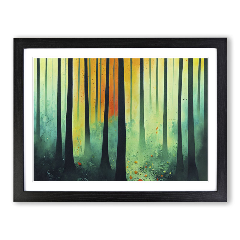 Summer Forest Painted Vol.1 - Single Picture Frame Painting, 46cm H x 64cm W x 2cm D, Black Framed