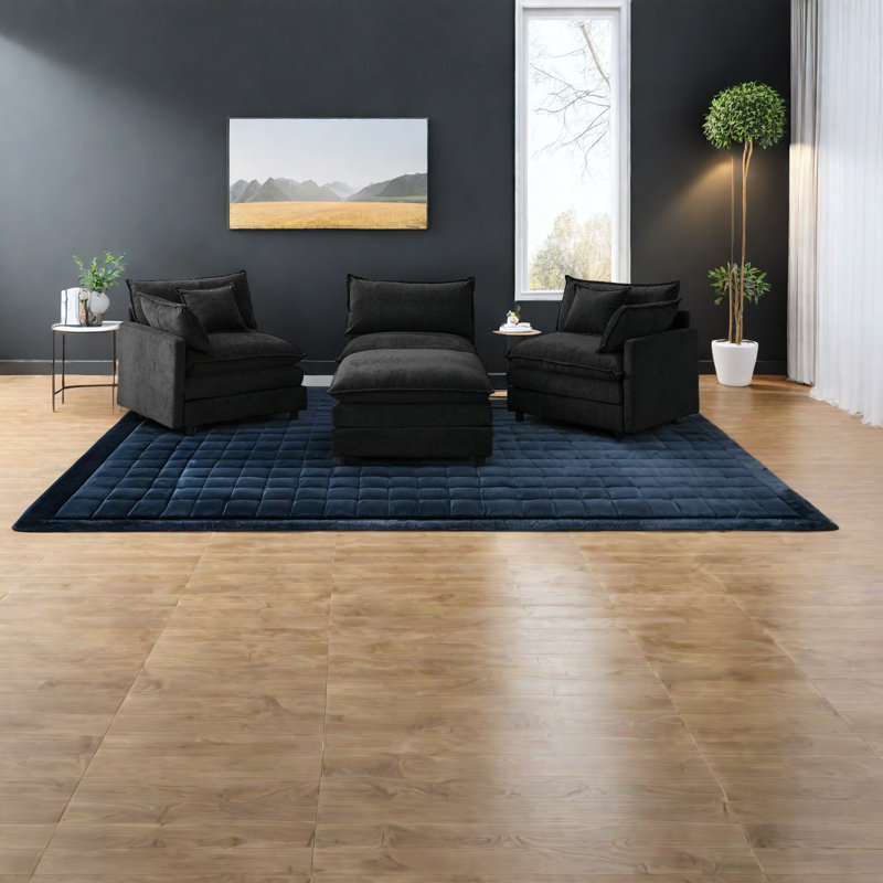 Canapé modulaire en L spacieux et modulaire en chenille pour la vie familiale