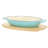 Martha Stewart 2 Piece Enameled Cast Iron Oval Casserole Birch Wood Trivet Set In Aqua-59805343