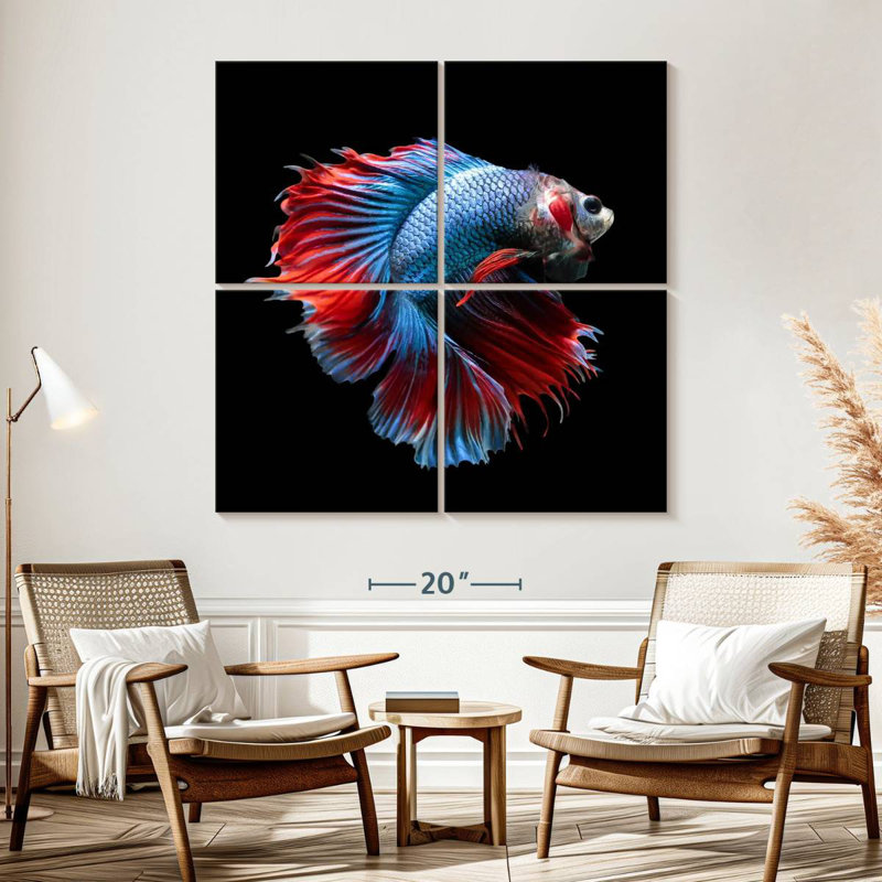 Poisson rouge Betta Brampt bleu et rouge, H 57 po x l 57 po