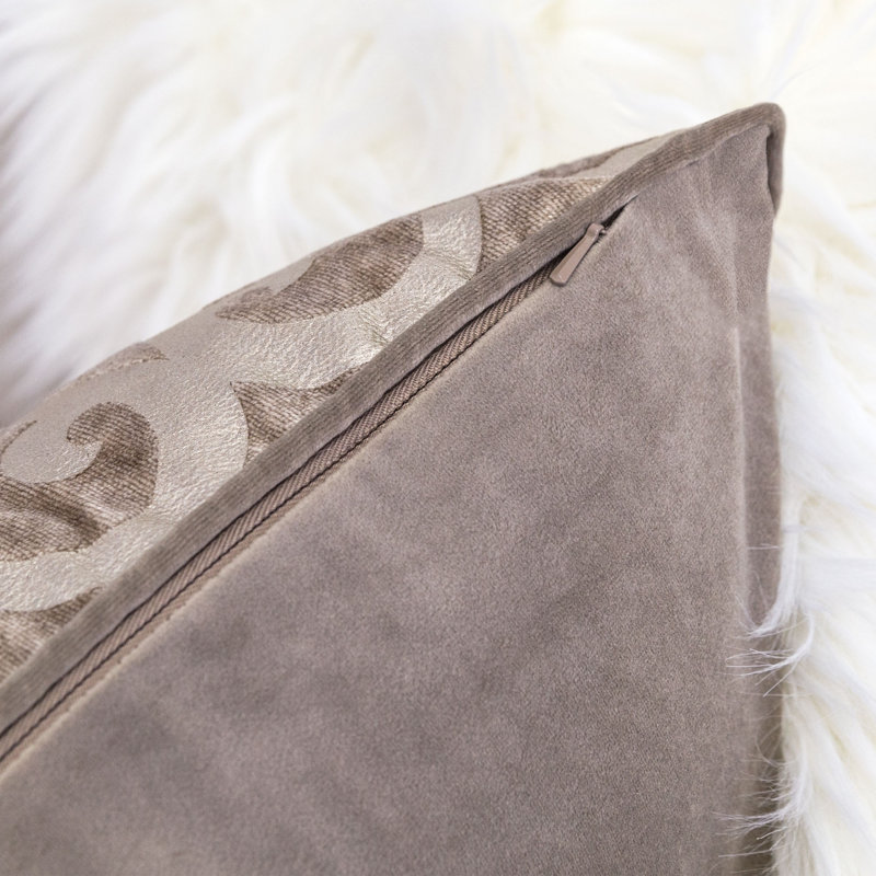 Trumbull Godines Velvet Throw Pillow, Mocha