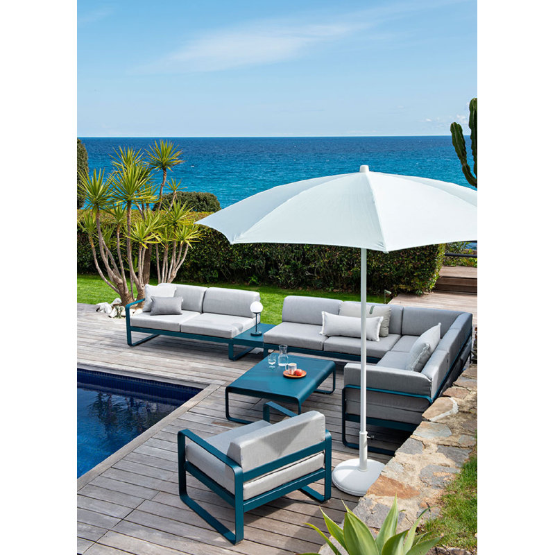 Bellevie Outdoor Side Table, Acapulco Blue, 14" H x 41" L x 30" W