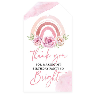 Kids Party Favor Classic Thank You For Making My Birthday Party So Bright Gift Tags With String, 40-Pack Floral Rainbow Tags For 1St Birthday Party Ki -  Koyal Wholesale, A3PP08128