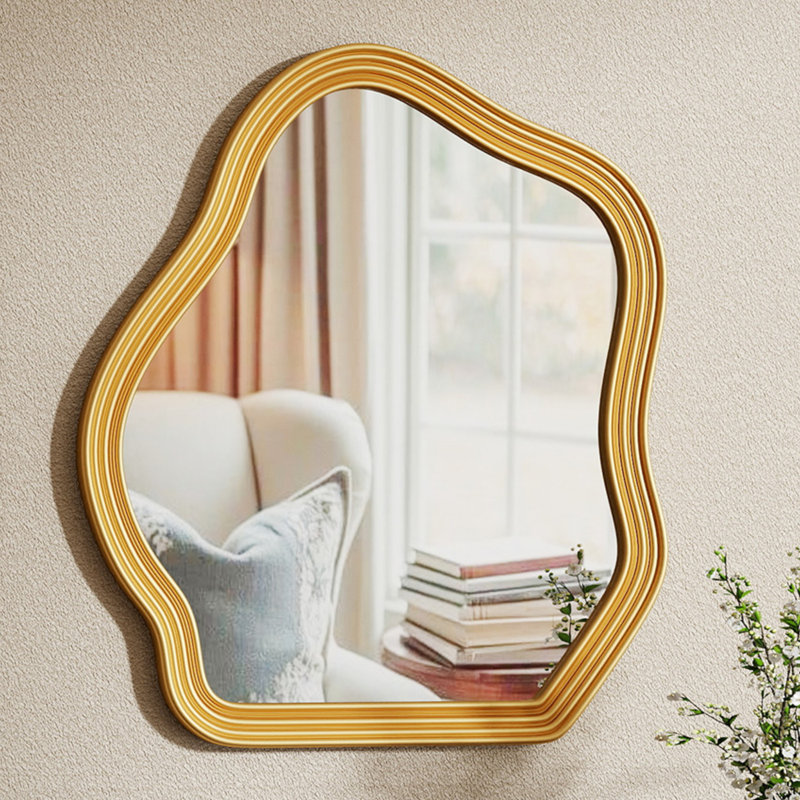 Nikitc 70x80CM Wall Mirror Vintage Gold Accent Mirror