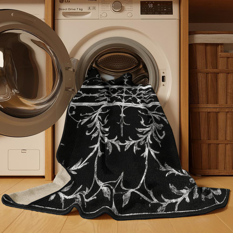 Obsidian Bloom Rug, Rectangle 6' x 9'