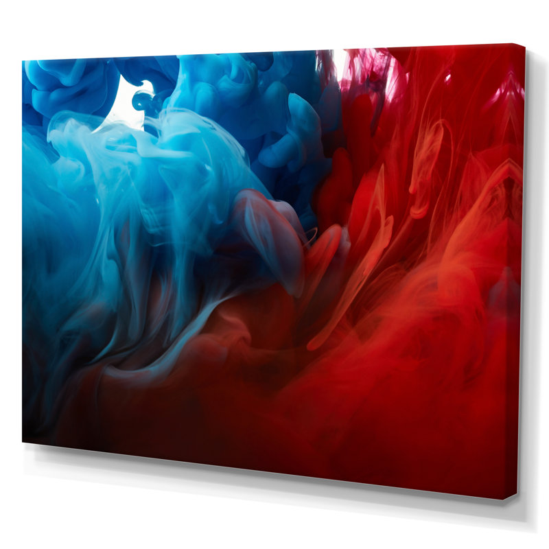 Encre bleue et rouge, impression sur toile flottante, H 8 po x l 12 po x P 1 po, Toile tendue