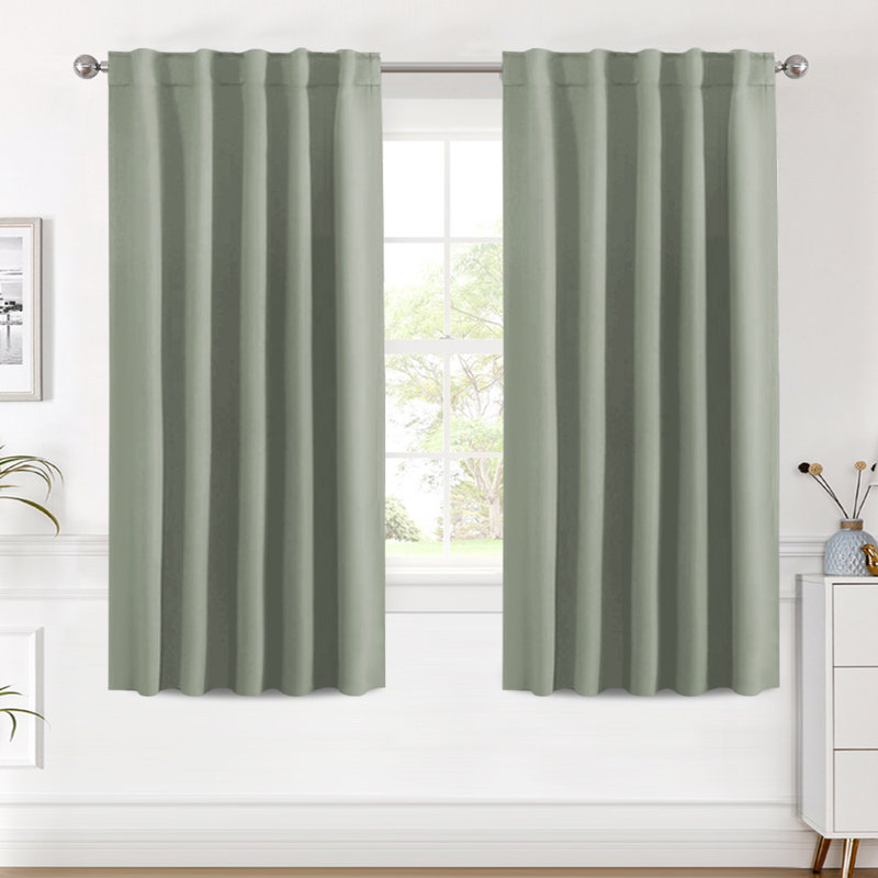 Solid Back Tab/Rod Pocket Bedroom Draperies Thermal Insulated Window Treatment Panels Room Darkening Drapes for Living Room