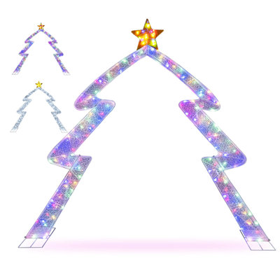 8.8 FT Christmas Tree-shaped Archway with Top Star, Adjustable LED Lights,Zip Ties