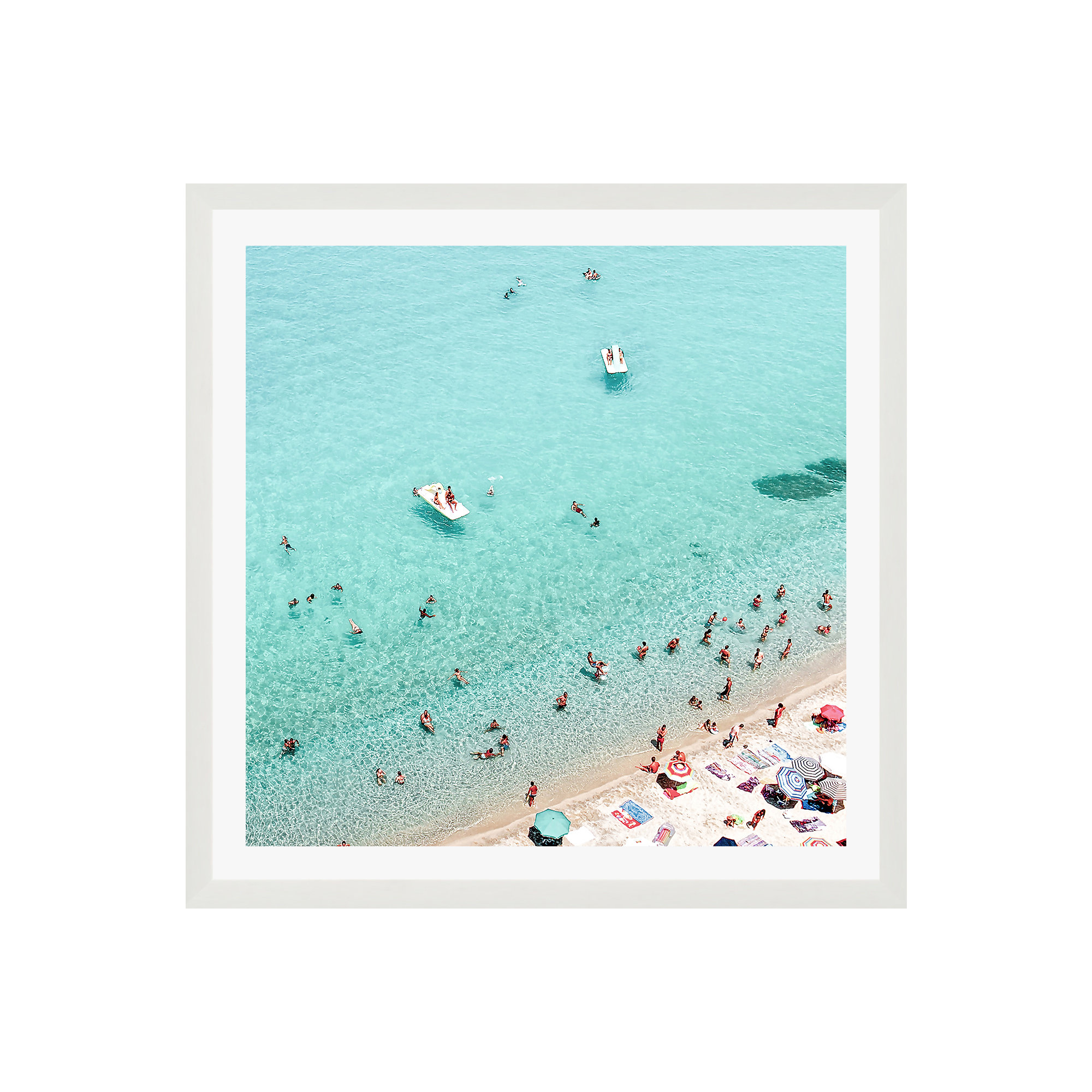 Beach People by Sisi And Seb, 30" H x 30" W x 0.75" D, White Single Picture Framed, Yes