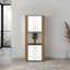 Armoire de rangement verticale en chêne naturel et blanc pour les salles à manger, maximise la capacité dans les petits espaces de vie Conception moderne avec affichage horizontal primaire améliore l'organisation limitée