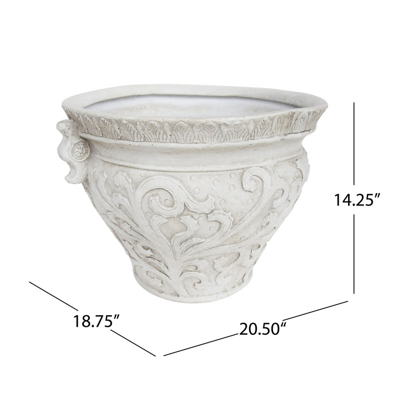 Pot à fleurs en béton Gish, Blanc antique